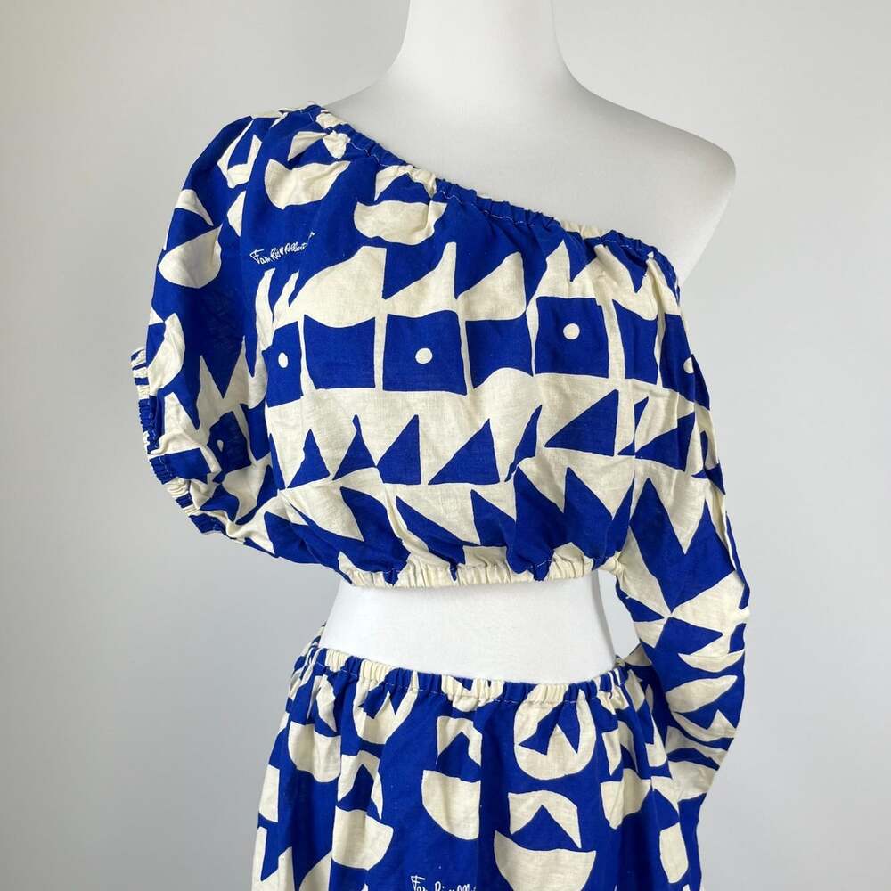 NWOT Farm Rio Linen-Blend Pitta Tiles Off-White One Shoulder Maxi Dress Size S - Picture 5 of 15